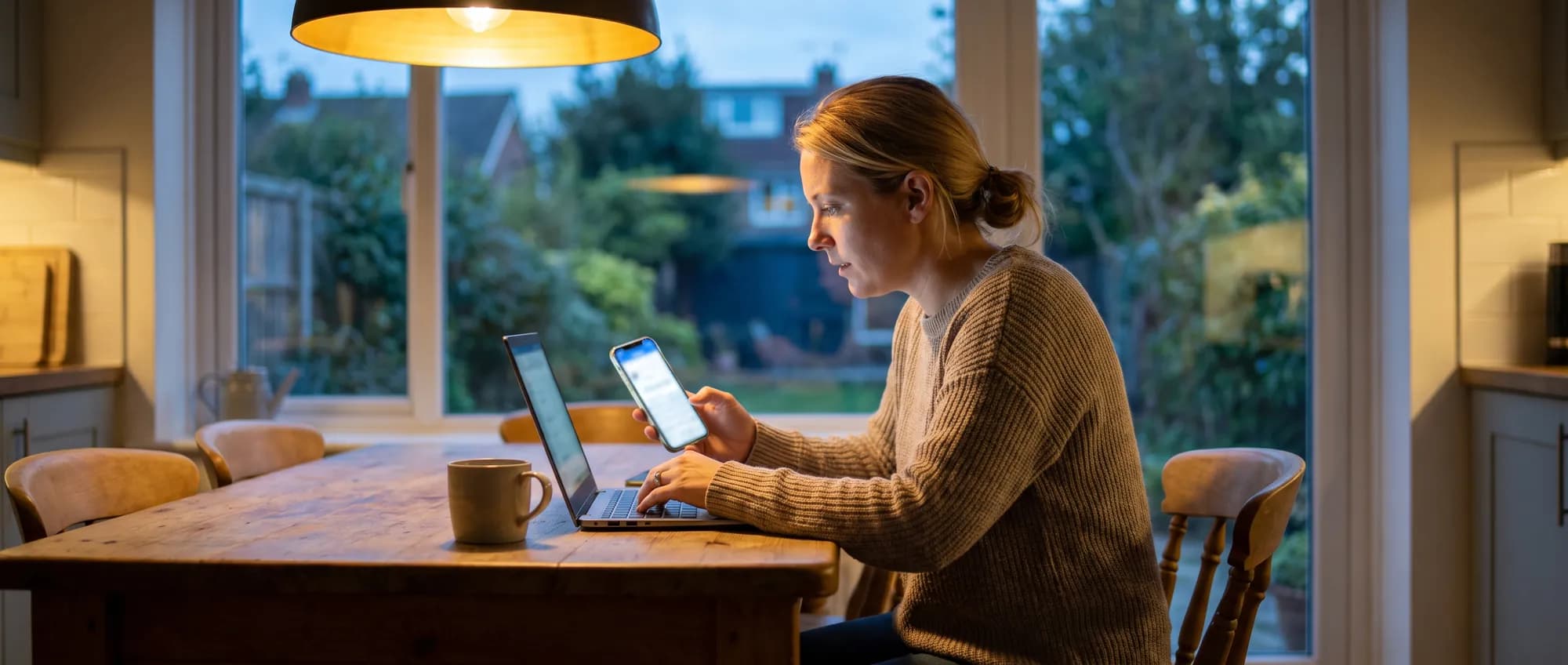 A professional logging in securely from home with a laptop and phone approval